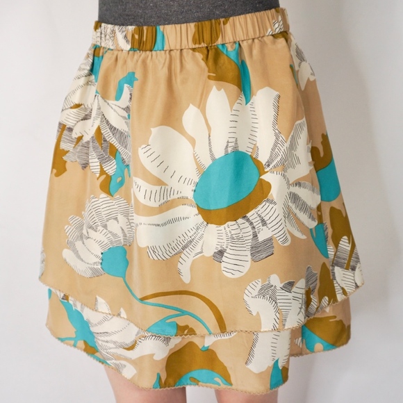 ANTHRO ODILLE Languid Silk Floral Mini Skirt 0624 - Picture 2 of 7